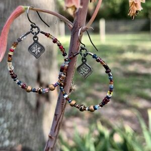 Stamped Sterling Silver Beaded Beautiful Dangle Earrings